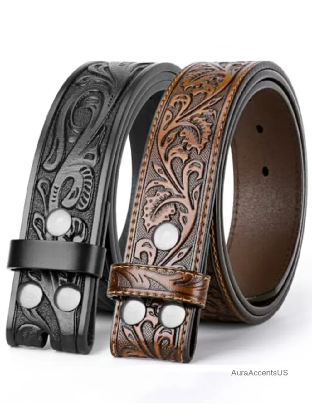 Genuine Leather Western Belt Strap Without Buckle for Men Women Cowboy Cowgirl